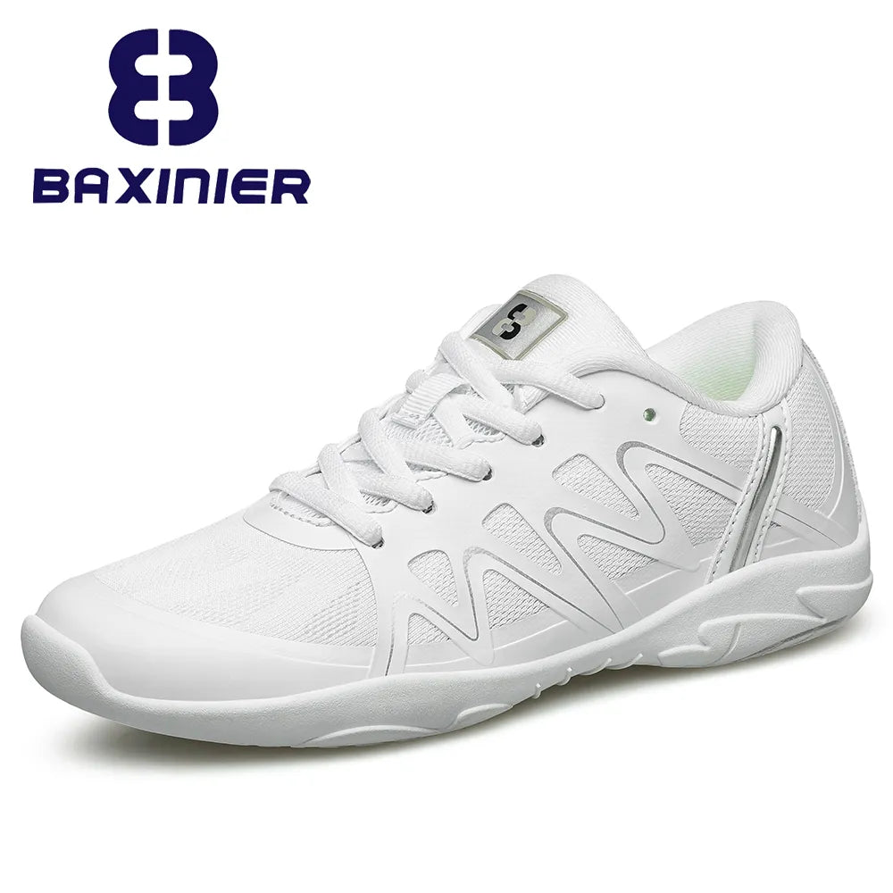 BAXINIER Girls White Cheerleading Shoes Lightweight Youth Cheer Competition Sneakers kids Breathable Training Dance Tennis Shoes