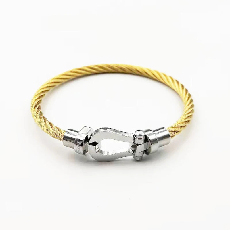 Luxury Bracelet Fred Horseshoe Magnet Clasp Stainless Steel Wire Bracelet Couple Bracelet Simple Jewelry Gold Plated Accessories