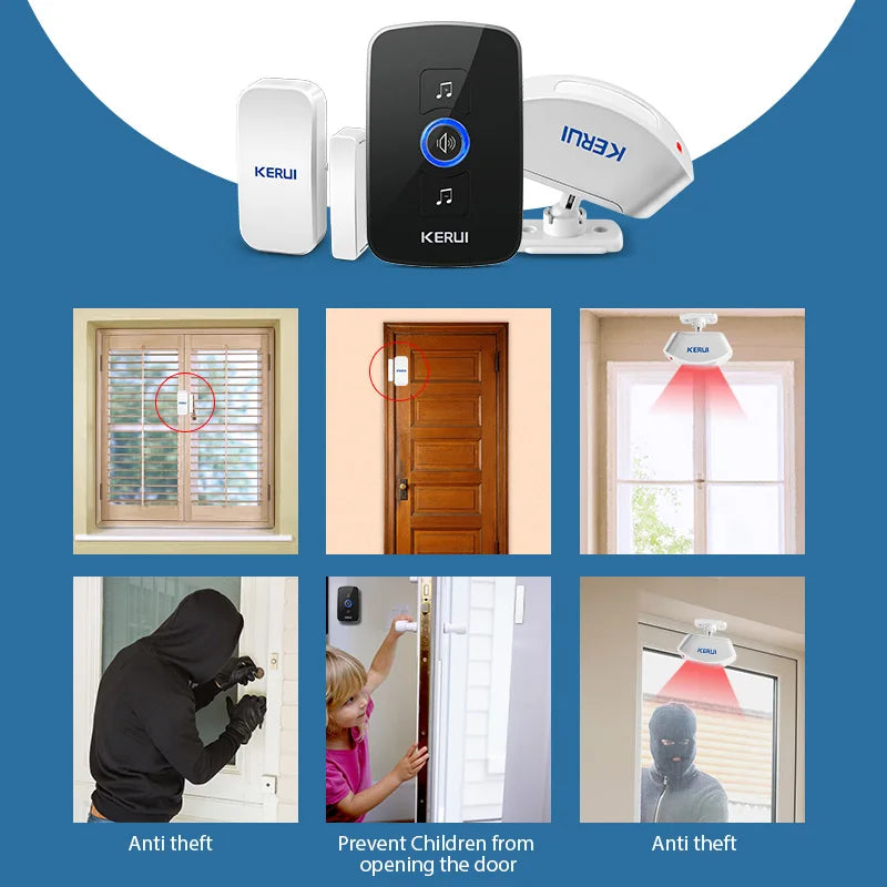 KERUI Ring Doorbell Battery Waterproof Door Bell 500ft Remote Cordless 32 Chimes 433MHZ Outdoor
