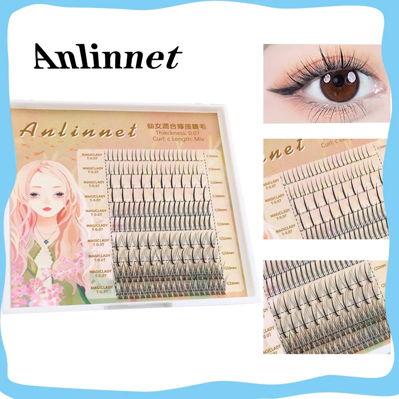 Anlinnet 3D A/M Shape Lndividual Eyelash Extension  Lndividual Fairy Angel Eye Lash Extensioin False Mink Lash Make Up
