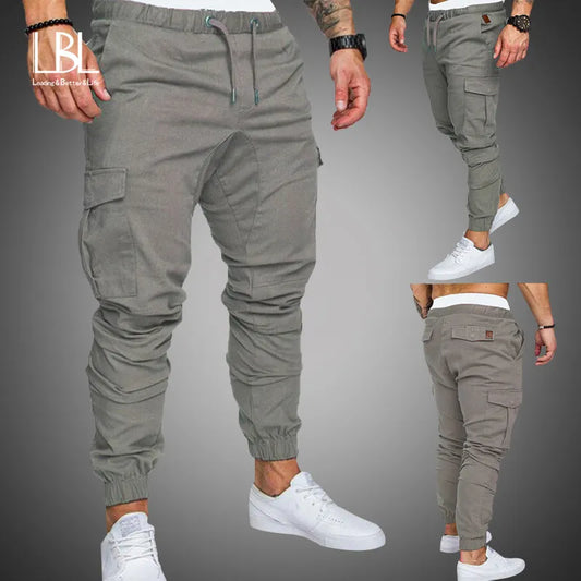 Autumn Men Pants Hip Hop Harem Joggers Pants 2020 New Male Trousers Mens Solid Multi-pocket Cargo Pants Skinny Fit Sweatpants