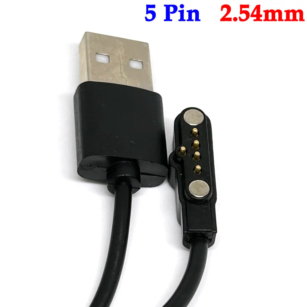 1pcs 5 pin Pogo Magnet Cable for Kids Smart Watch Charging Cable USB 2.54mm Charge Cable for A20 A20S TD05 V6G Magnetic Charger