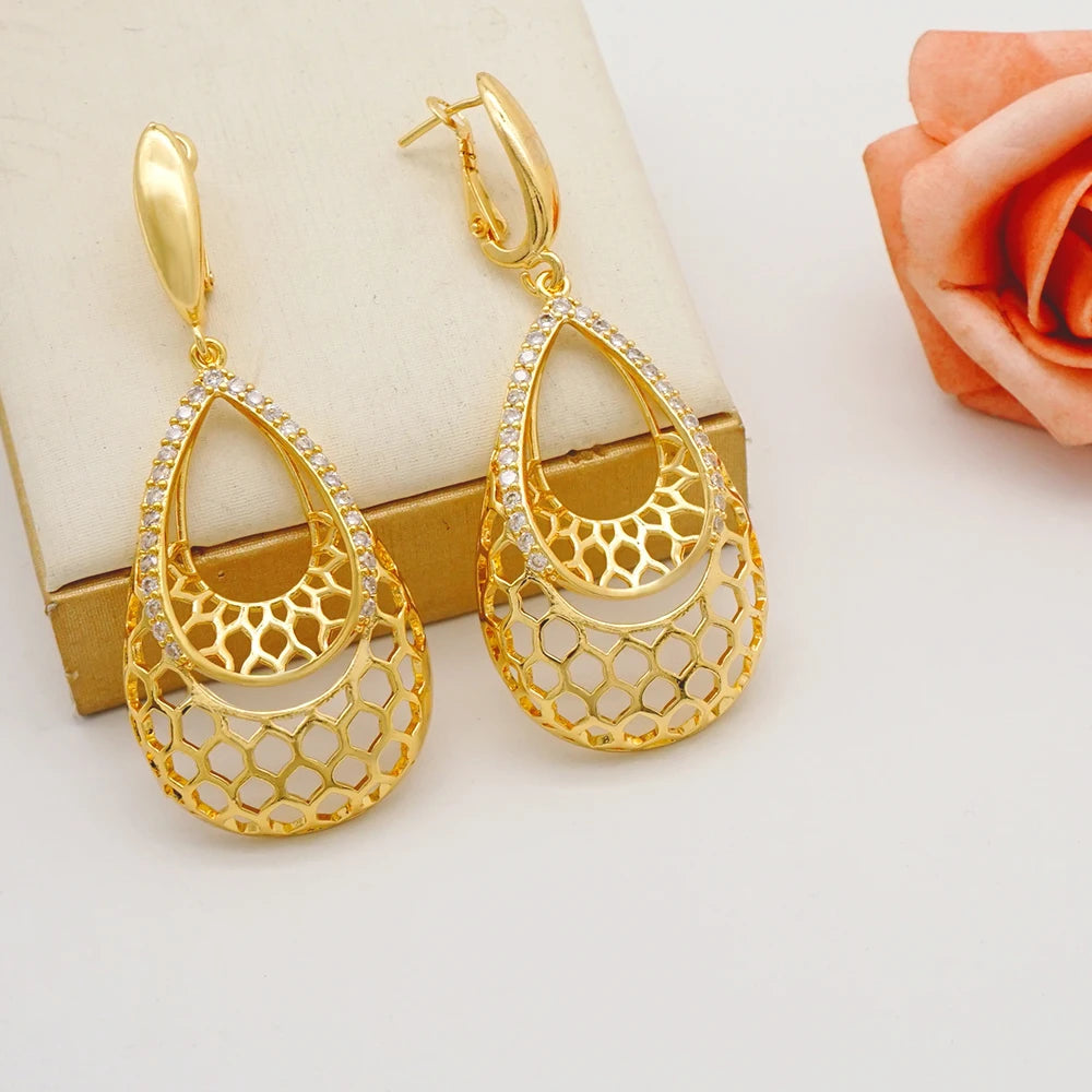Crystal Gold Color Stud Earring Pendant New design Women dangle Earring Drop Earrings earings fashion jewelry 2022