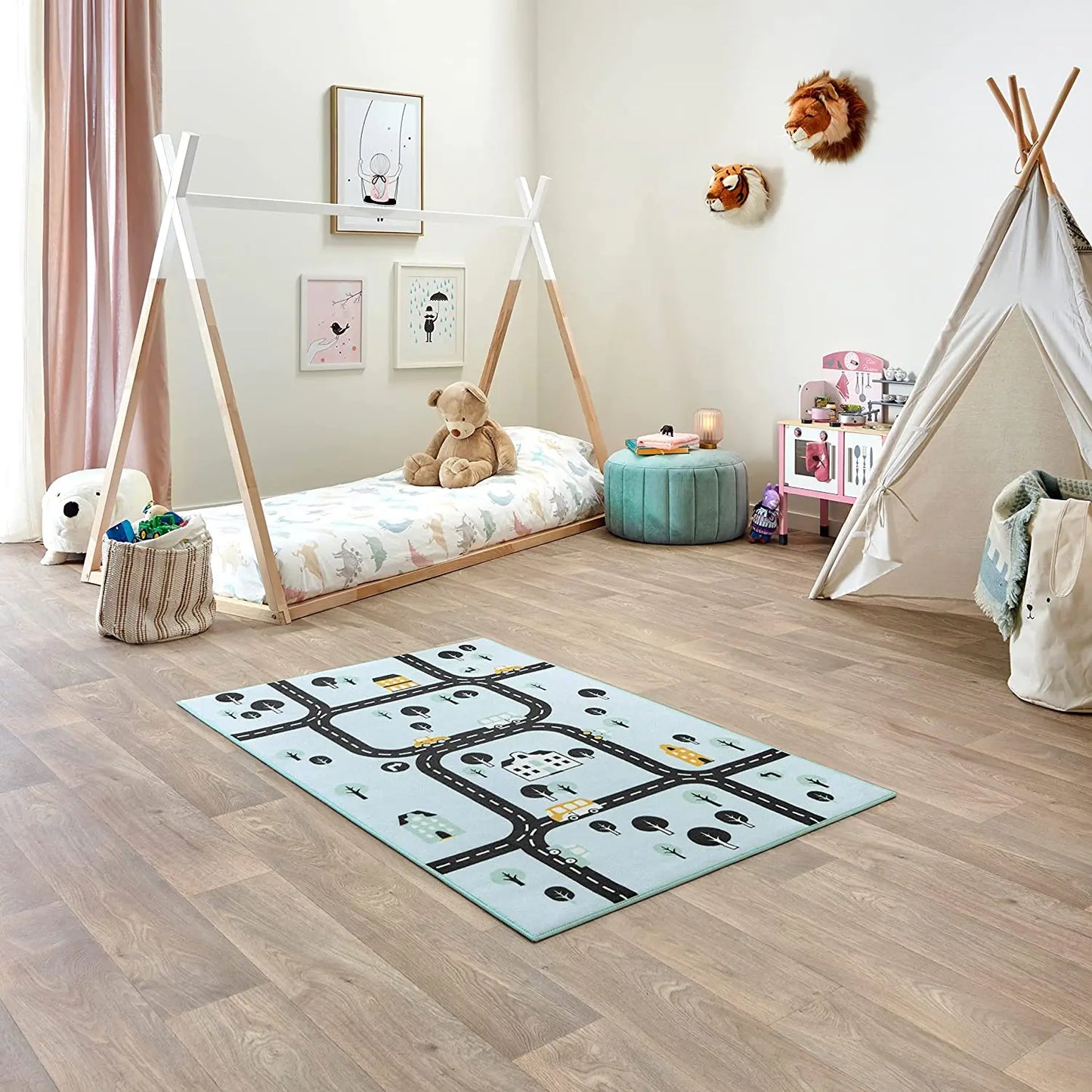 Studio de tapis kids car rugs,  room play mats for boys and girls, non-slip  home decor, floor