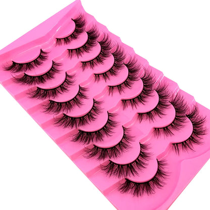 Mink Lashes Fluffy Cat Eye Lashes Wispy 6D Volume False Eyelashes that Look Like Extensions Thick Soft Curly Fake Lashes 9 Pairs