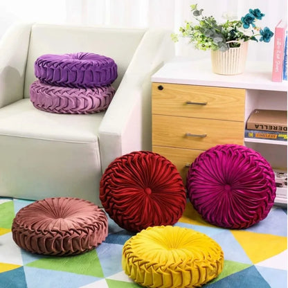 Inyahome Throw Pillow for Couch Decorative 3D Pumpkin Vehicle Wheel Round Velvet Cushion for Sofa Bed Chair Floor Coussin Canapé