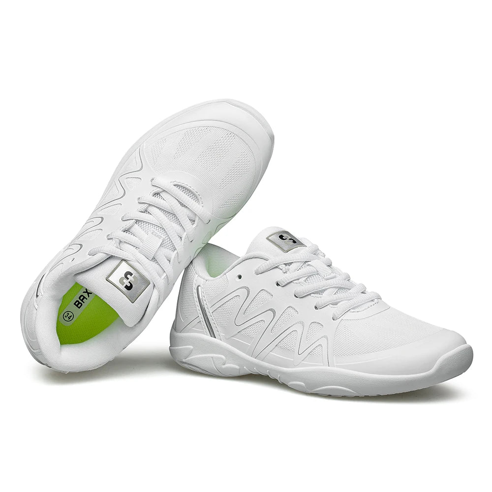 BAXINIER Girls White Cheerleading Shoes Lightweight Youth Cheer Competition Sneakers kids Breathable Training Dance Tennis Shoes