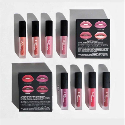 Huda Beauty 3g 4pcs Matte Lip Gloss Kit Waterproof Lip Glaze Tint Non-stick Non-Fading Lipstick Lip Makeup Cosmetic Lip Care