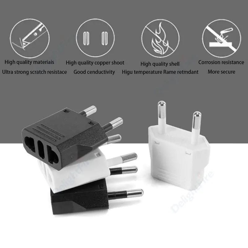 EU Plug Adapter Travel Adapter CN US To EU KR Brazil Israel Black/White Power Adapter Electrical Plug Converter Sockets Outlet