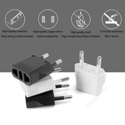 EU Plug Adapter Travel Adapter CN US To EU KR Brazil Israel Black/White Power Adapter Electrical Plug Converter Sockets Outlet