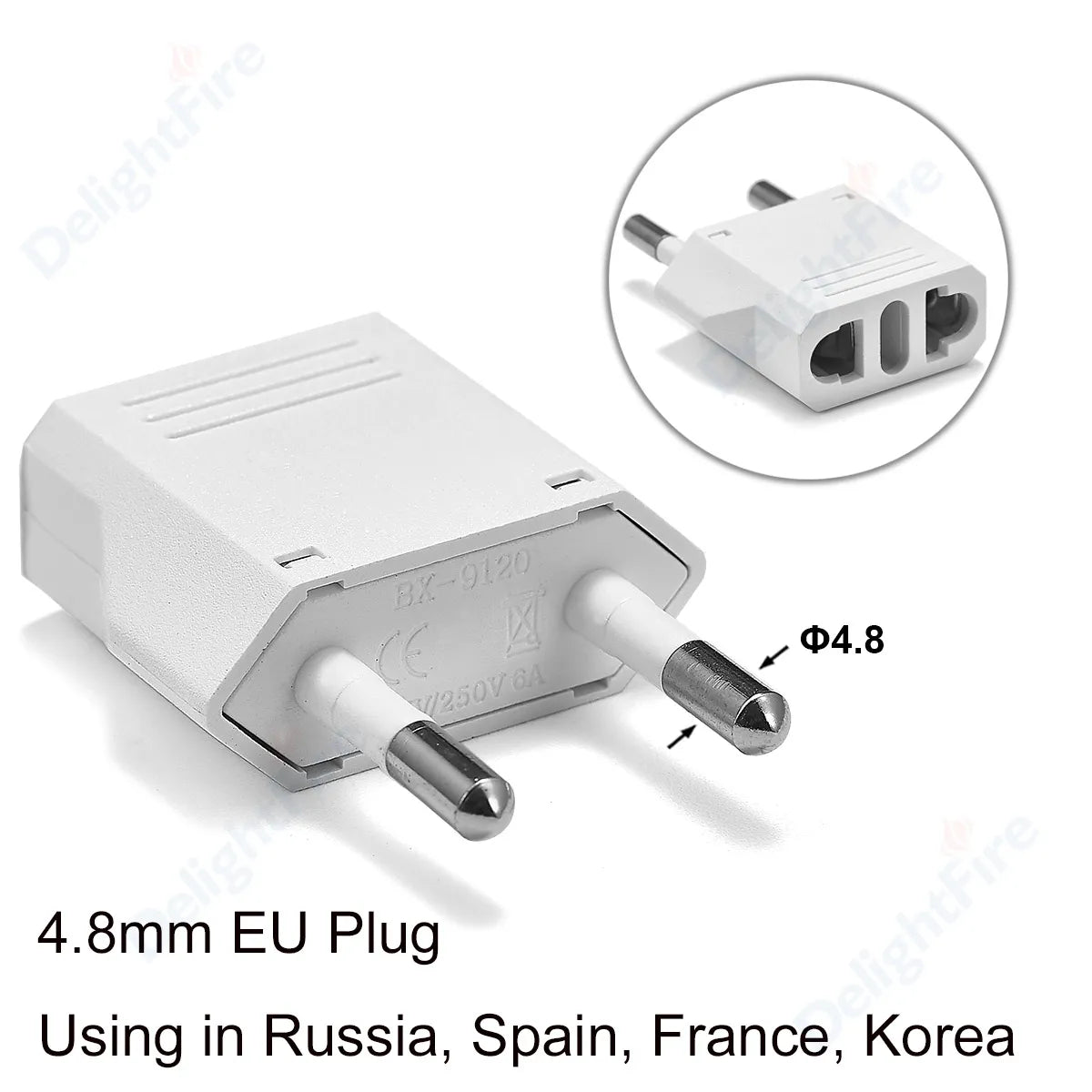 EU Plug Adapter Travel Adapter CN US To EU KR Brazil Israel Black/White Power Adapter Electrical Plug Converter Sockets Outlet