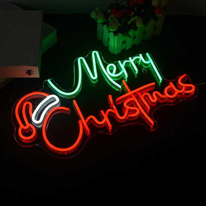 merry Christmas Neon Signs Colorful Christmas Tree Acrylic LED Neon Lights Festival Home Bedroom Party Christmas Wall Decorati