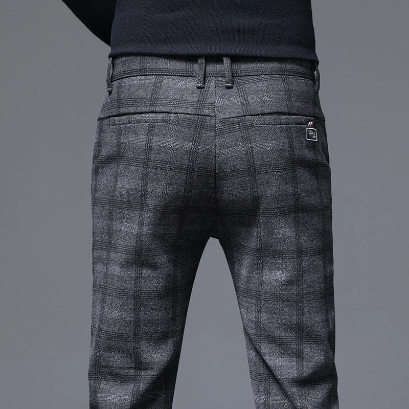 2023 New Plaid Pants Men Business Slim Fit Cotton Party High Quality Brand Clothing Casual Formal Long Trousers Male 28-38