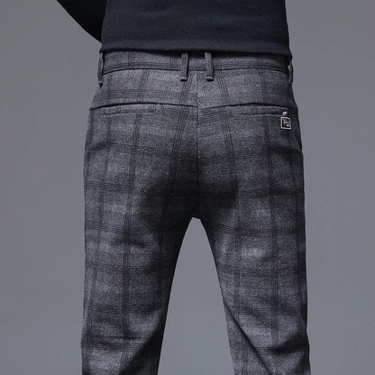 2023 New Plaid Pants Men Business Slim Fit Cotton Party High Quality Brand Clothing Casual Formal Long Trousers Male 28-38