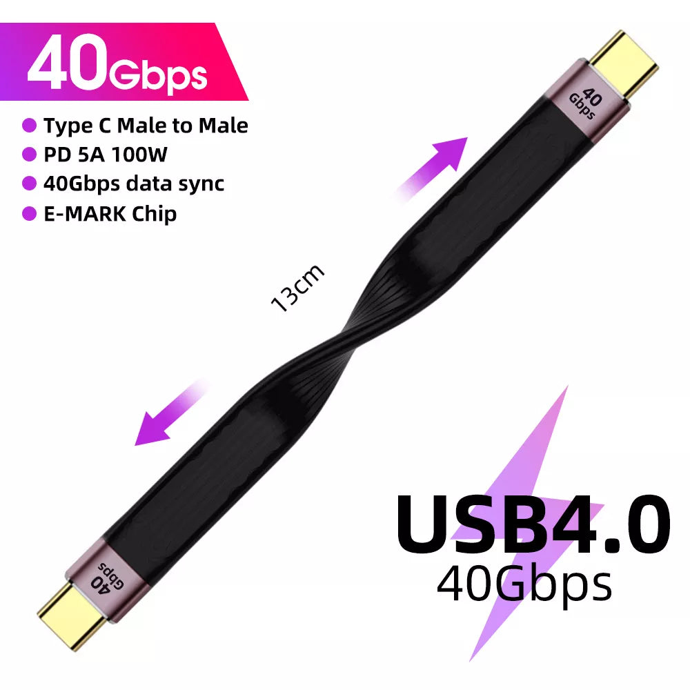 ANMONE USB 4.0 3.1 Cable Type C 60W 100W Fast Charging Cable Short Mobile Phone Charger Cord 10Gbps 40Gbps Data Cable for Xiaomi