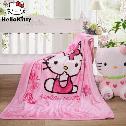 Sanrio Hello Kitty Four Seasons Universal Blanket Children Small Quilt Cover Girls Windproof Soft Plush Multifunctional Blanket