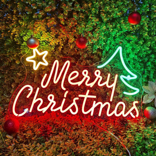 Merry Christmas Neon Signs   Christmas Tree Led  Light for Bar Pub Club Home Wall Flex Neon Lights Wedding Home Party Decor