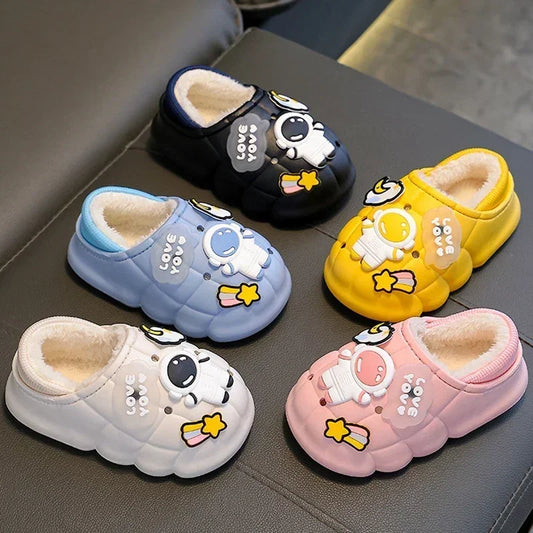 New Winter Child Cotton Slippers Boys Girls Non-slip Warm Cartoon Shoes Kids Home Wrap Root Heel Slipper Baby Outdoor Plush Shoe