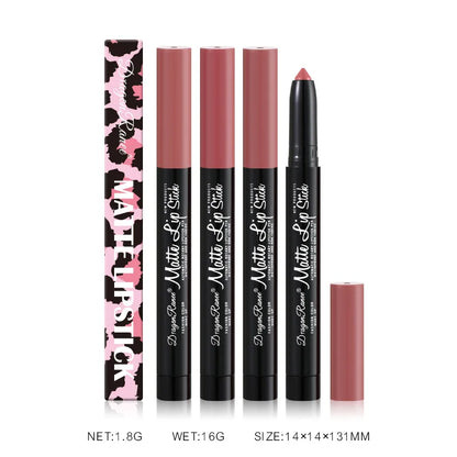 12 Colors Matte Lipstick Pen Waterproof Long-lasting Contouring Brown Red Nude Outline Lip Shape Lip Liner Non-stick Cup Makeup