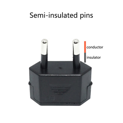 US Jack To EU Plug Outlet Travel Charger Power Socket Adapter USA To Europe European Regulation Charging Converter Plug
