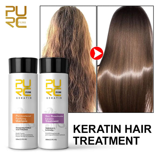 PURC Professional Brazilian Keratin Hair Treatment Cream Straightening Smoothing Scalp Treatment Purifying Shampoo Hair Care