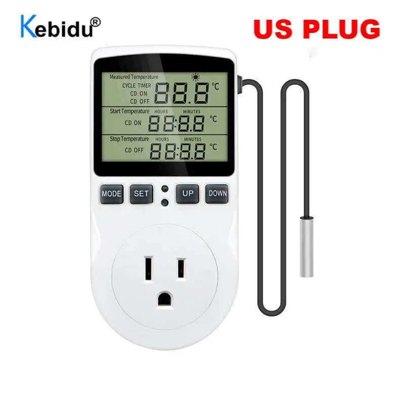 EU/FR/US/BR Plug LCD Digital Thermostat Temperature Controller Socket Outlet With Timer Switch Heating Cooling Adjustment