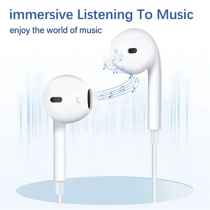 Original Headphones For Apple iPhone 15 14 11 12 13 Pro Max Earphones XR X XS 8 Plus Bluetooth Wired Earbuds Headset Accessories