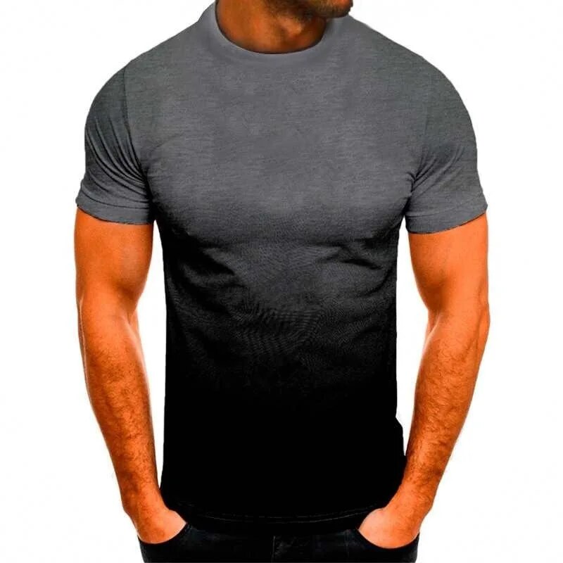 Summer Color Gradual Change Casual Men's T-Shirt 3D Fashion Print Men's Street Top Short Sleeve Oversize