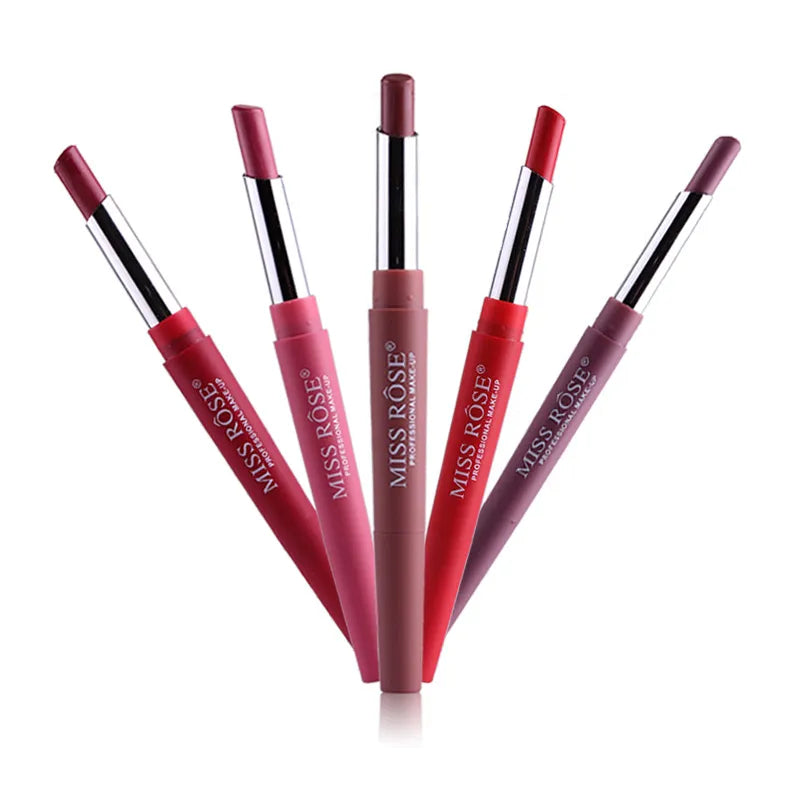 MISS ROSE Double-ended Lipstick Pen Multi-function Lipstick Pen Lip Liner Color Lasting Lipstick Cosmetics Maquillajes DC08
