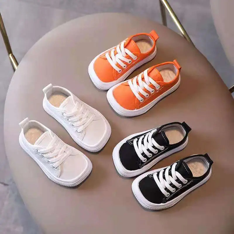 Girls Shoes Fashion Leisure Shoe Children's Canvas Shoes Sneakers Kids Casual Sport Shoes for Kindergarten Black White Orange