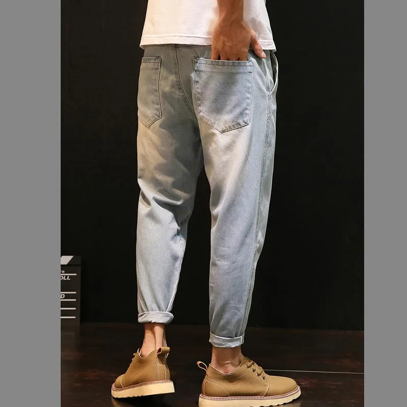 High Quality 2022 Spring Summer Casual Washing Vintage Hip Hop Student Teenagers Thin Jeans Men Loose Harem Pants Male
