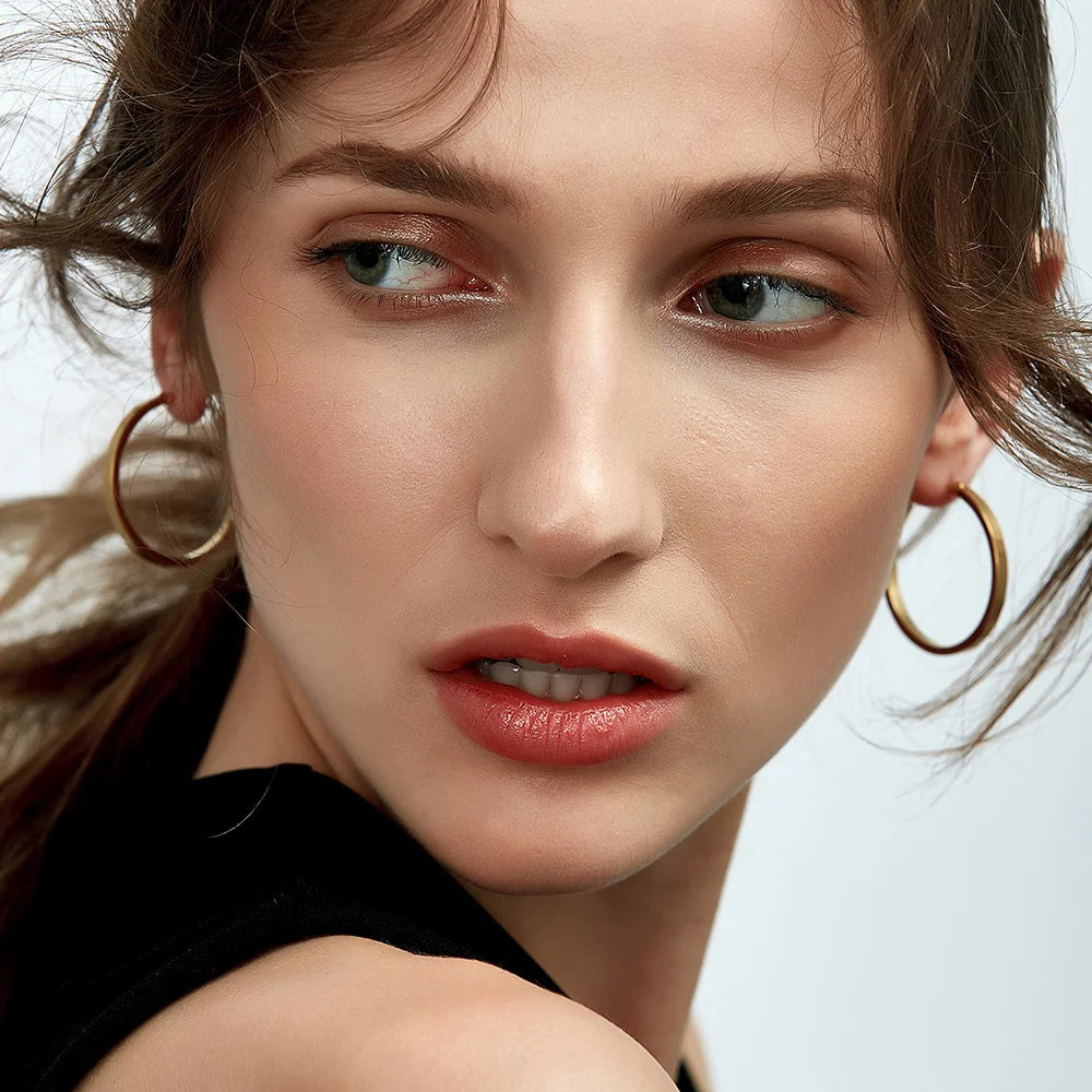 Enfashion Vintage Circle Large Hoop Earrings Matte Gold color Earings Stainless Steel Big Hoops Earrings For Women Jewelry