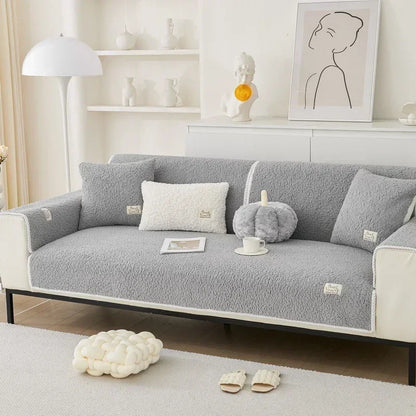 Thicken Sofa Cushion Imitation Lamb Fleece Soft Sofa Cover Warm Non-Slip Universal Couch Slipcovers for Living Room Sofas Decor