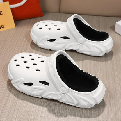 Winter Men Women Slippers Warm Furry Slippers Couples Concise Indoor Home Cotton Shoes Casual Fluffy Slides Plush Fur Clogs 45