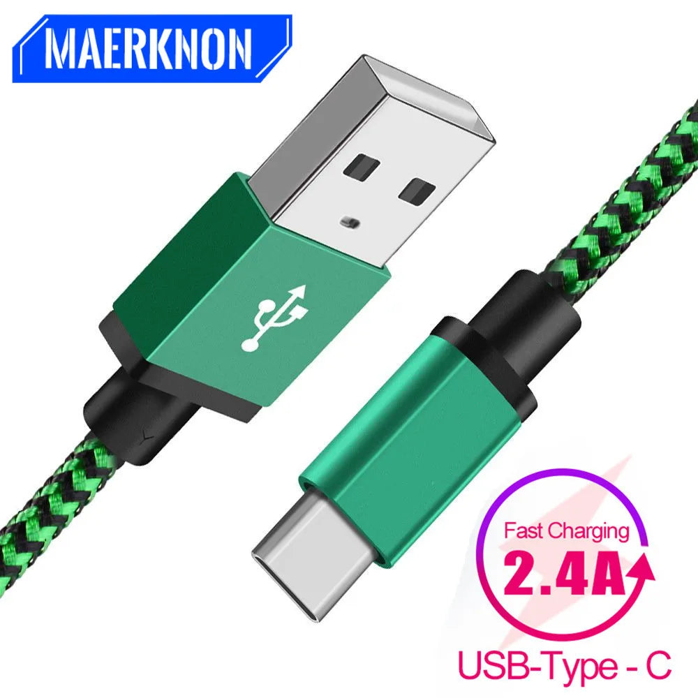 1m/2m/3m Nylon USB Type C Cables Data Sync USB Charger For Xiaomi redmi note 8/9 pro Mobile Phone Accessories USB-C Type-C Cable