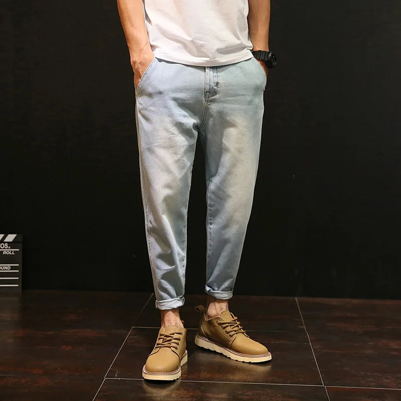 High Quality 2022 Spring Summer Casual Washing Vintage Hip Hop Student Teenagers Thin Jeans Men Loose Harem Pants Male