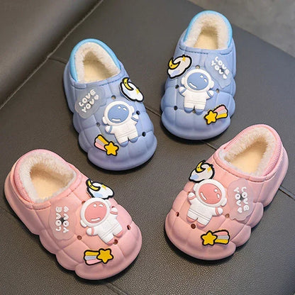 New Winter Child Cotton Slippers Boys Girls Non-slip Warm Cartoon Shoes Kids Home Wrap Root Heel Slipper Baby Outdoor Plush Shoe