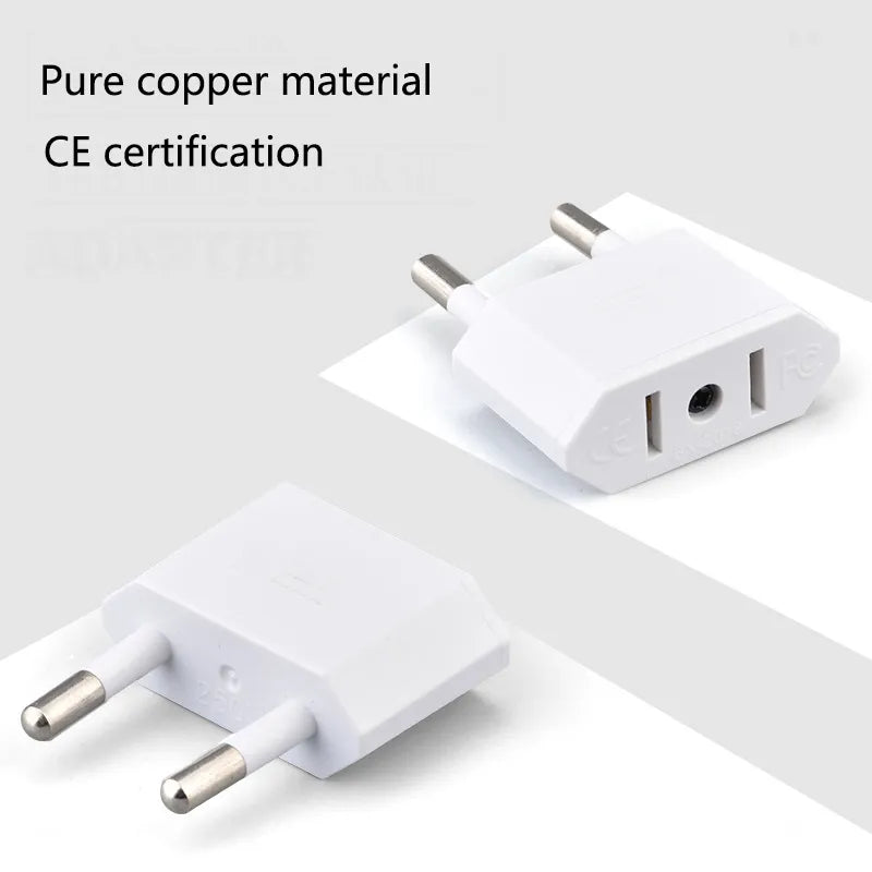 US Jack To EU Plug Outlet Travel Charger Power Socket Adapter USA To Europe European Regulation Charging Converter Plug