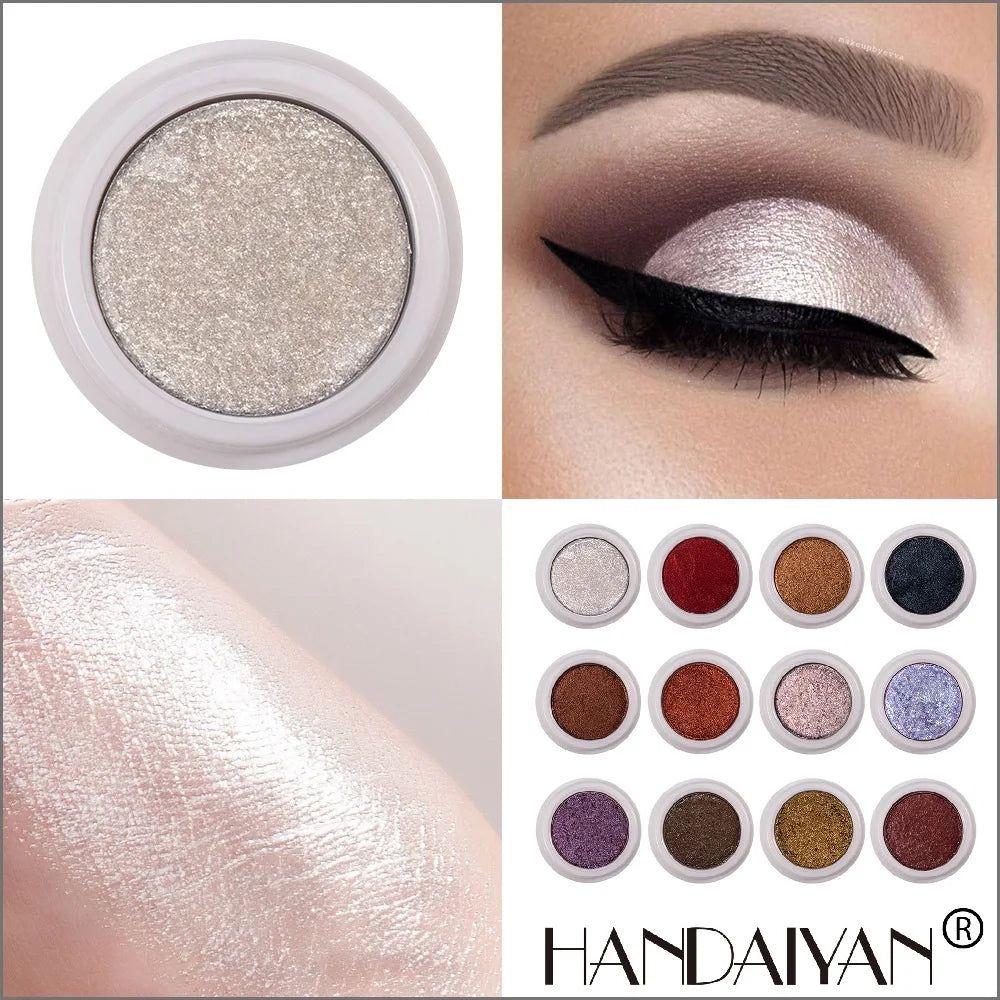 Handaiyan Glitter Eyeshadow Metal Powder Makeup Palette Shimmer White Shiny Eye Shadow Bright Make Up Cosmetics