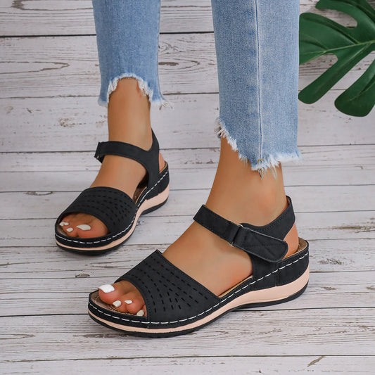 Lightweight Women's Wedges Sandals Summer Cross Strap Med Heels Sandles Woman Non-Slip Platform Gladiator Shoes Plus Size