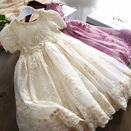 Summer Girl Dress Casual Baby Girls Clothes Kids Dresses For Girls Lace Flower Wedding Gown Children Birthday Party School Wear