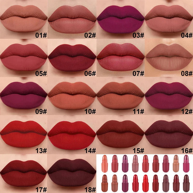 18 Colors Velvet Nude Matte Capsule Lipstick Mix Waterproof Makeup Beauty Long Lasting Lip Mini Protable Cosmetic Beauty
