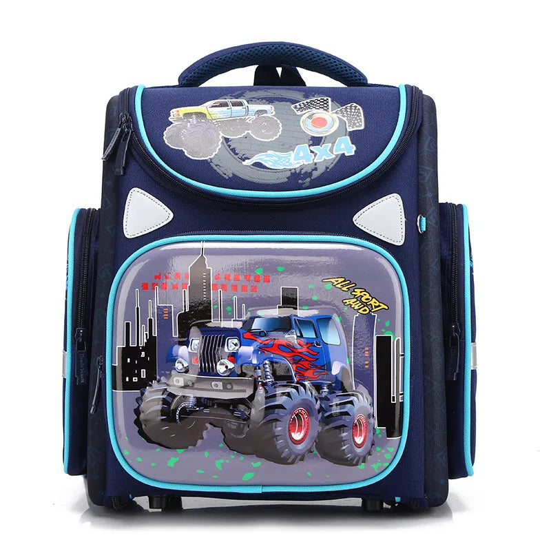 Orthopedic Backpack for Boys Racing Cars Satchel Children School Bags Primary Book Bag Kids Knapsack Mochila Escolar Grade 1-3-6