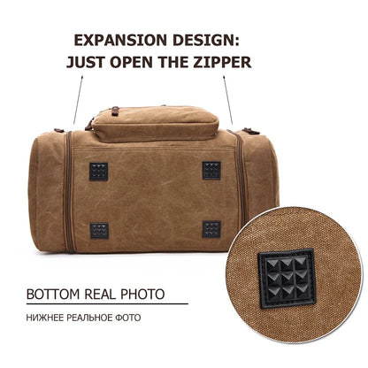 MARKROYAL Mens Canvas Travel Duffel Male Large Capacity Travel Bags Travel Tote Carry on Crossbody bag Overnight Dropshipping