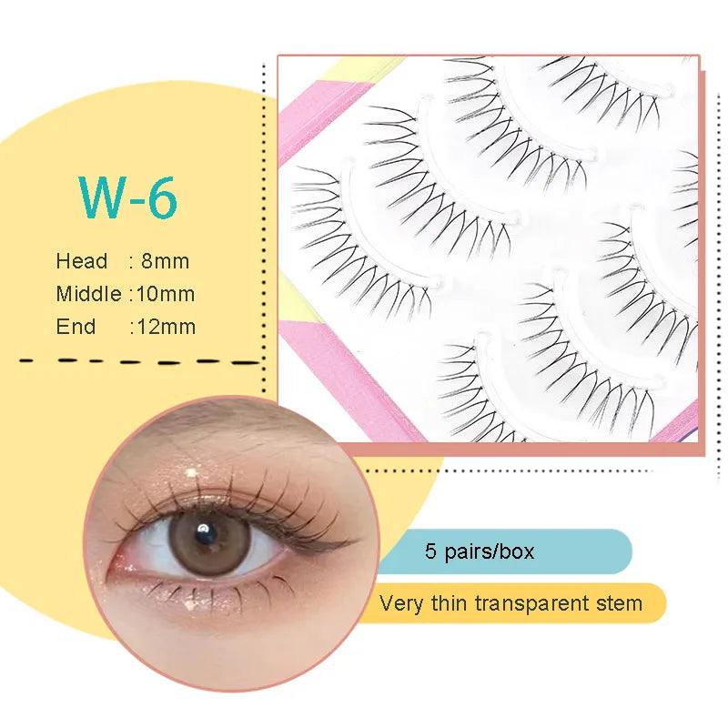 Dream Deer 5 Pairs False Eyelashes A Type Eyelashes Upgraded Lash V-shaped 0.14mm Transparent Stem Soft Natural Eye Lashes Mink