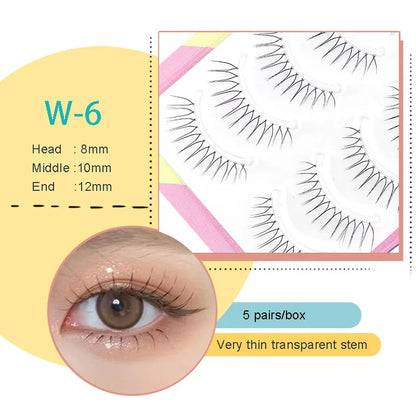 Dream Deer 5 Pairs False Eyelashes A Type Eyelashes Upgraded Lash V-shaped 0.14mm Transparent Stem Soft Natural Eye Lashes Mink
