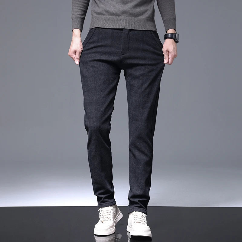 2023 New Plaid Pants Men Business Slim Fit Cotton Party High Quality Brand Clothing Casual Formal Long Trousers Male 28-38