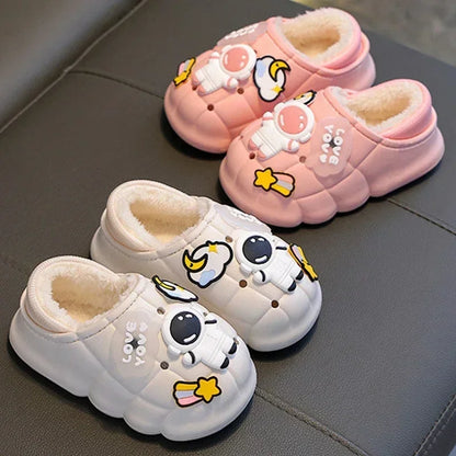 New Winter Child Cotton Slippers Boys Girls Non-slip Warm Cartoon Shoes Kids Home Wrap Root Heel Slipper Baby Outdoor Plush Shoe
