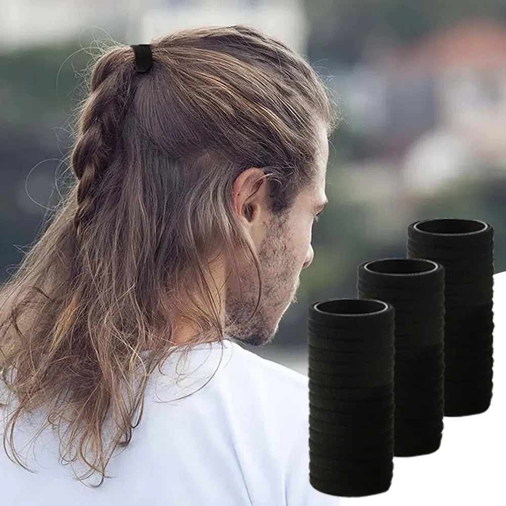 6/20/45pcs Black Hair Ties for Men Thick Curly Hair Bulk Hair Ties Ponytail Holders Hair Elastics Bands Sport Hair Accessories