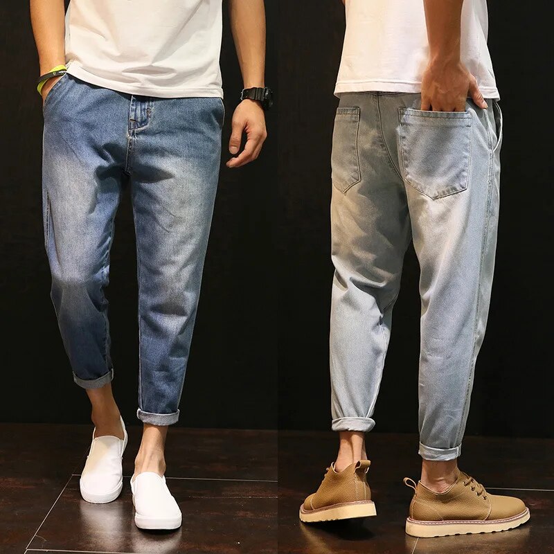 High Quality 2022 Spring Summer Casual Washing Vintage Hip Hop Student Teenagers Thin Jeans Men Loose Harem Pants Male